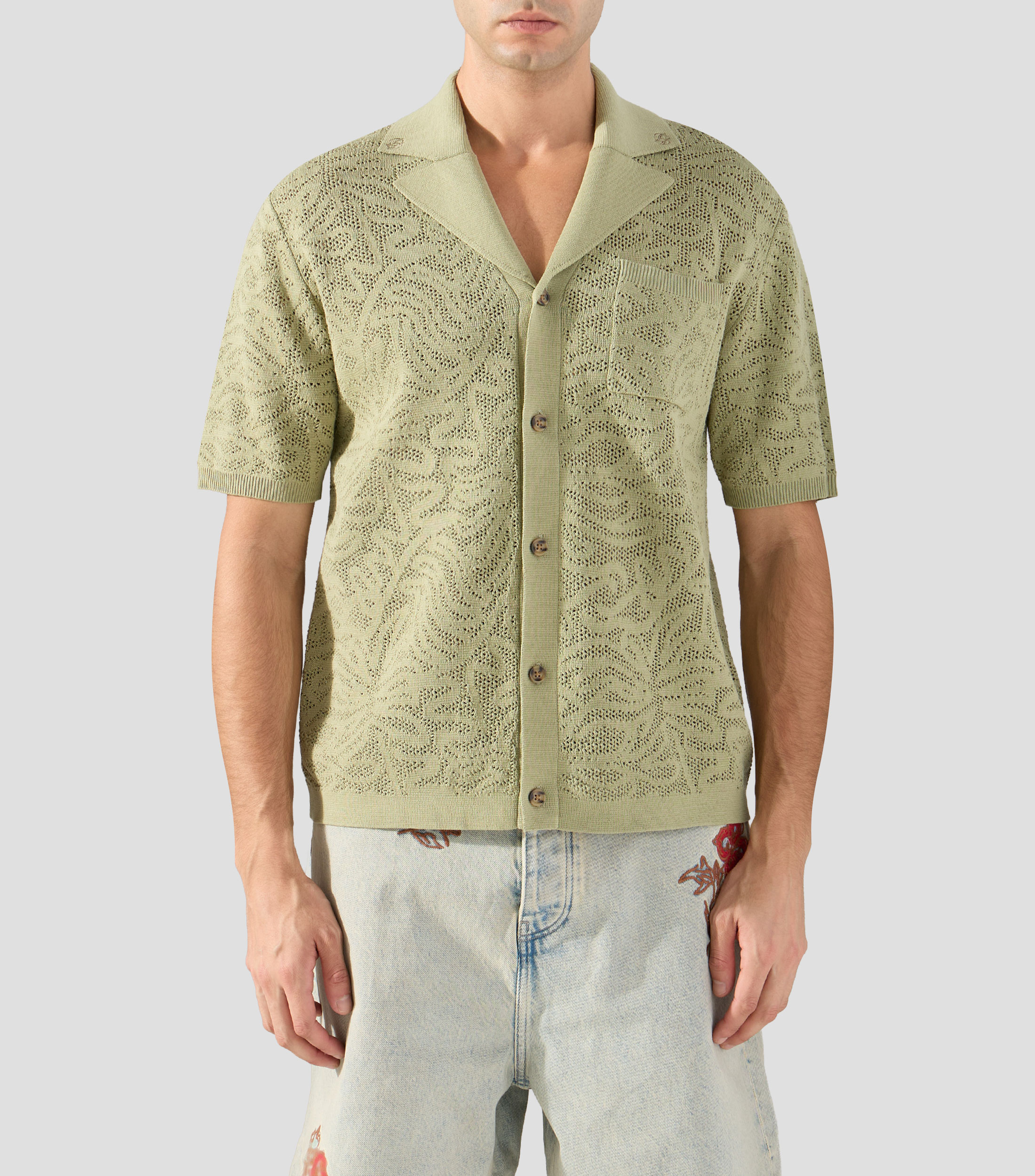 Camisa lisa manga corta Hombre
